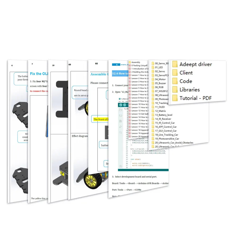 Adeept 4WD Smart Car Kit (Compatible w/ Arduino IDE)