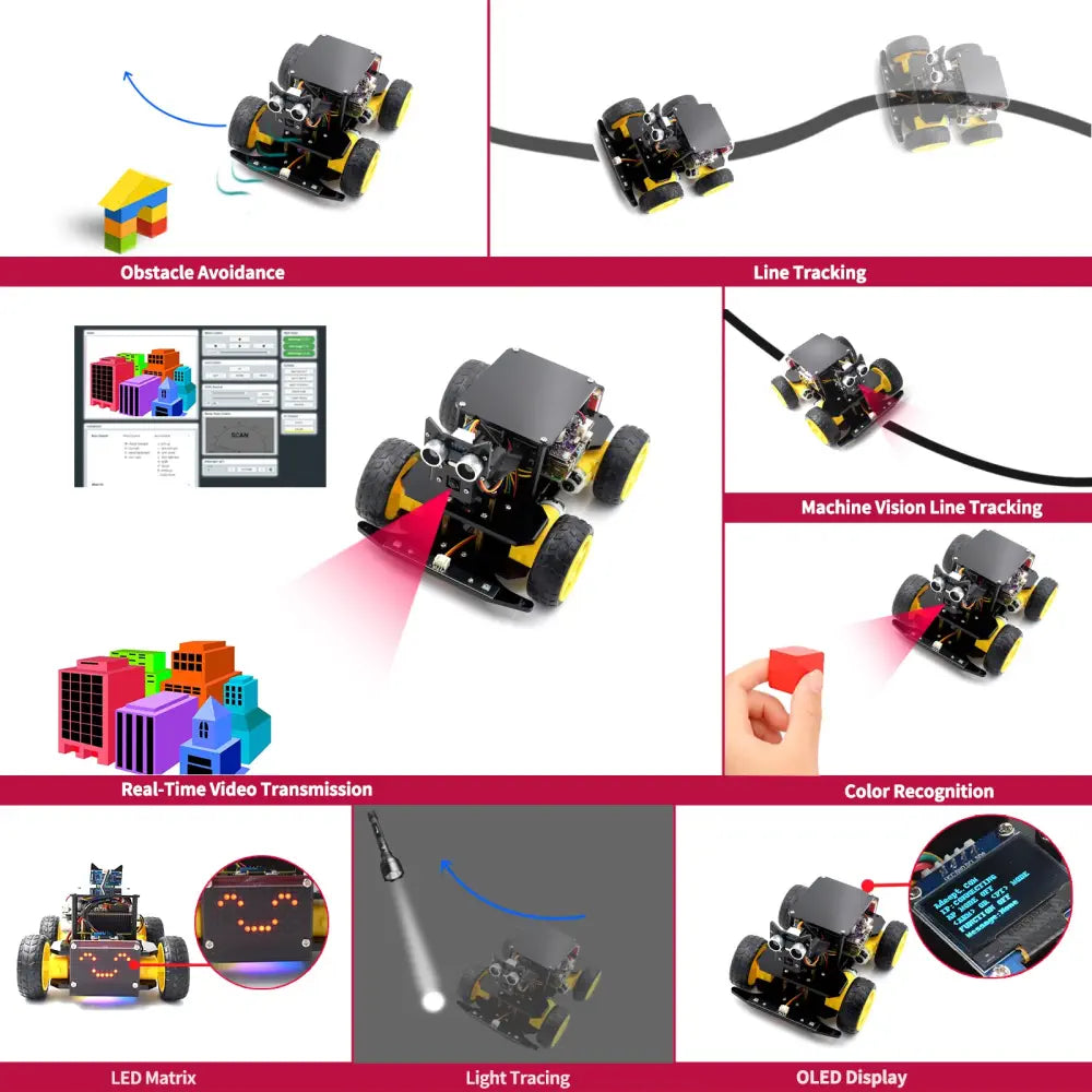 Adeept 4WD Smart Car Kit for Raspberry Pi 5/4B/3B/3B+ (w/o RPi)