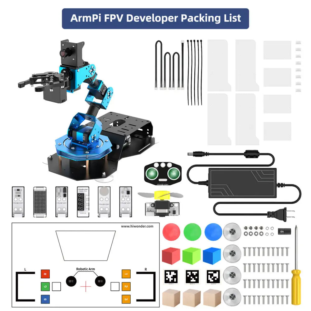 Hiwonder ArmPi FPV AI Vision Raspberry Pi 5 ROS Robotic Arm with Python Open Source (Developer Kit/ With Raspberry Pi 5 8GB)