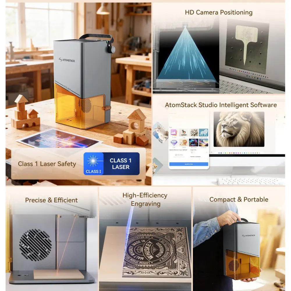 AtomStack Atelier AI Diode Laser Engraver w/ Built-in Camera
