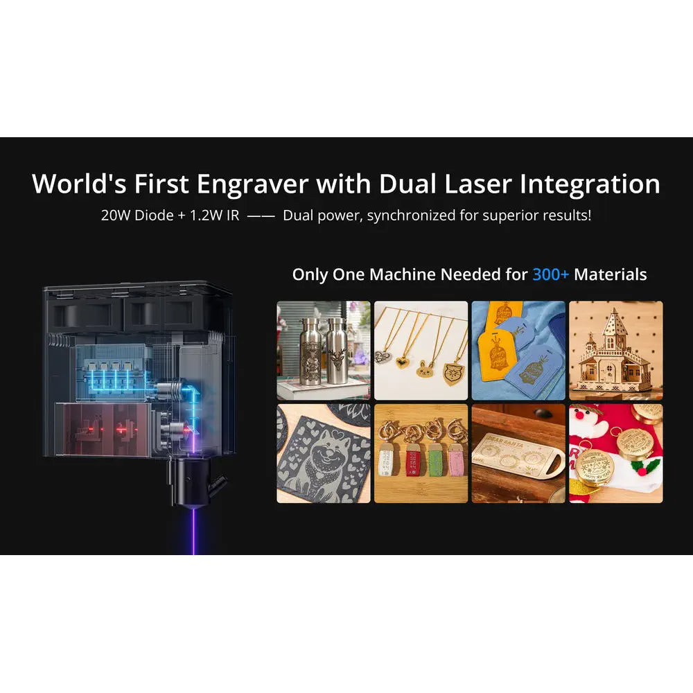 AtomStack Kraft Dual-Laser Engraver 20W Diode & 1.2W IR