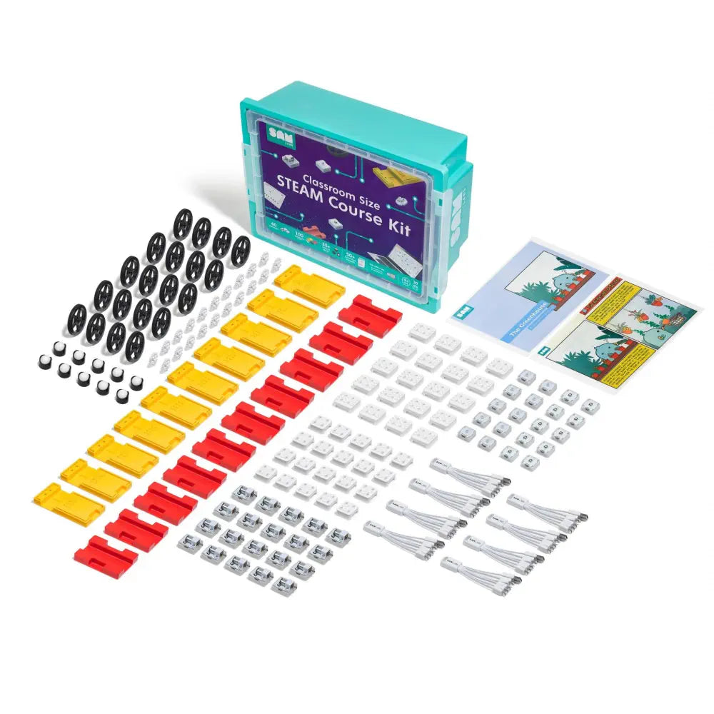 SAM Labs STEAM Course Kit - Wireless Bluetooth Coding Blocks, Motors Sensor Light System - Classroom Robotics Learning Kit with SAM Space App &amp; LEGO Compatible Parts for Schools | Classroom Set
