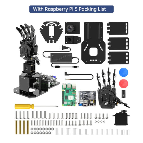 Hiwonder uHandPi Raspberry Pi Robotic Hand AI Vision Python Programming (Left Hand with Raspberry Pi 5 8GB)