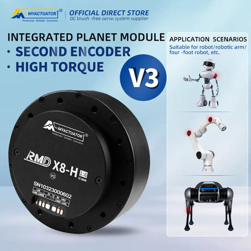 MYACTUATOR RMD X8 V3, CAN Bus, Reduction Ratio 1:6, Helical Gear, w/ New Driver MC X 500 O