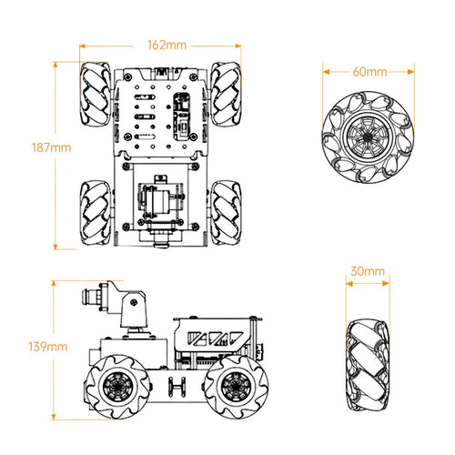 Hiwonder TurboPi Raspberry Pi 5 Omnidirectional Mecanum Wheels Robot Car Kit with Camera Open Source Python for Beginners (No Raspberry Pi 5 Included)