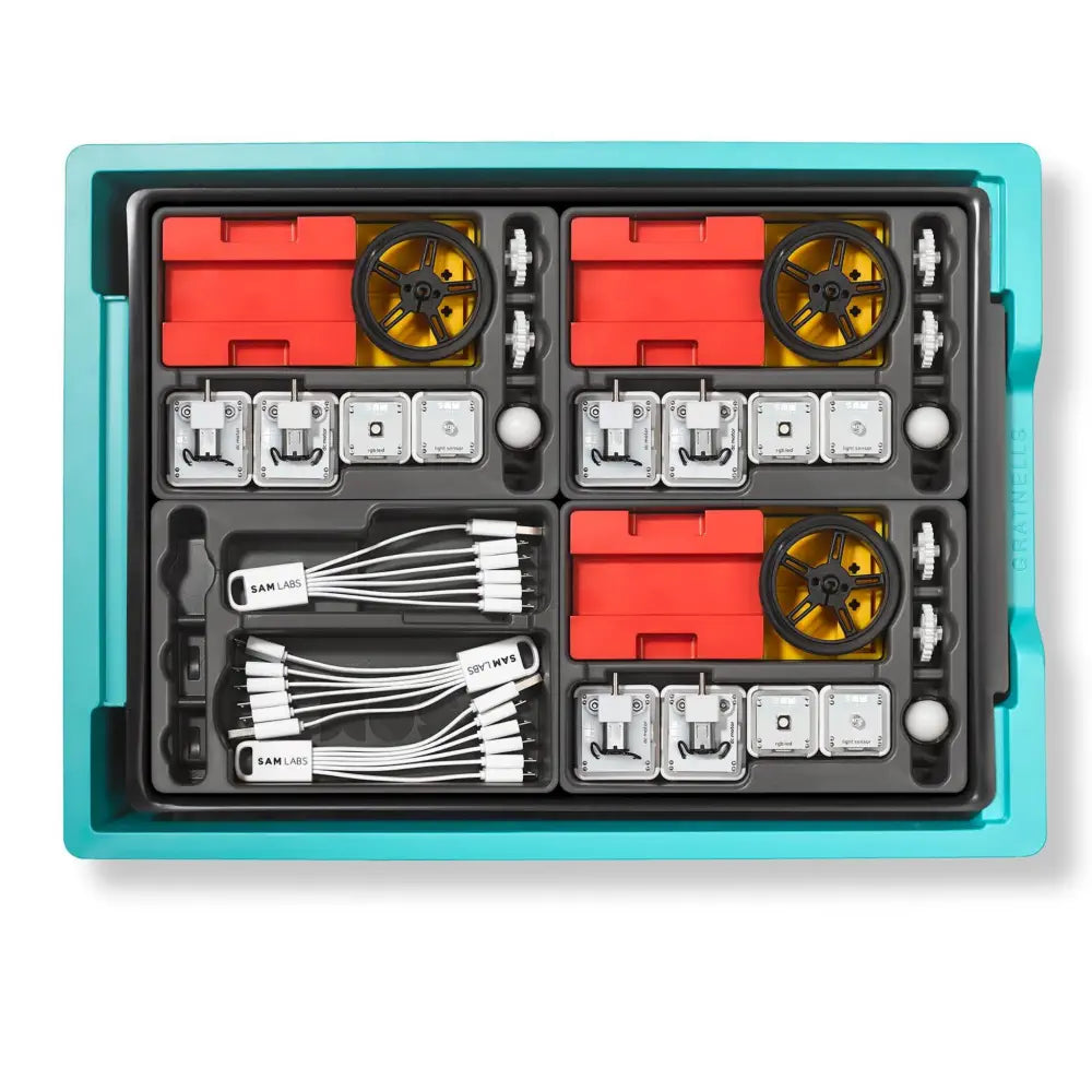 SAM Labs STEAM Course Kit - Wireless Bluetooth Coding Blocks, Motors Sensor Light System - Classroom Robotics Learning Kit with SAM Space App &amp; LEGO Compatible Parts for Schools | Classroom Set