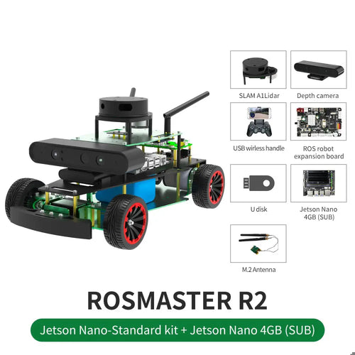 Yahboom Rosmaster R2 ROS2 Robot w/ Ackermann Structure (Jetson Standard Version w/ Jetson 4GB SUB Board)