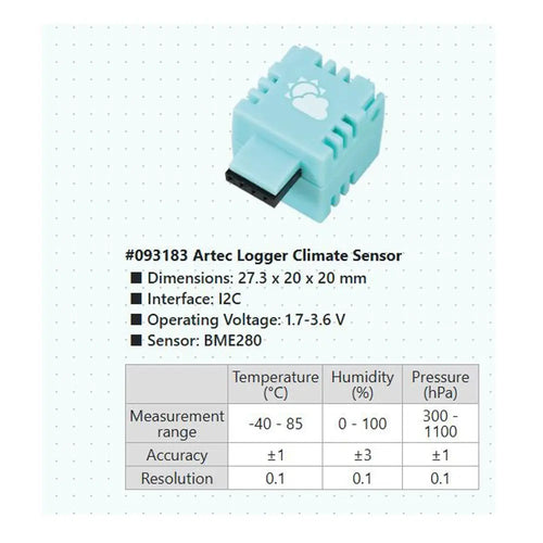 Climate Sensor for Artec Logger Wireless Data Logger, Measure temperature, Atmospheric Pressure and Humidity - Easy and Real Scientific Experiments Educational Toolkit