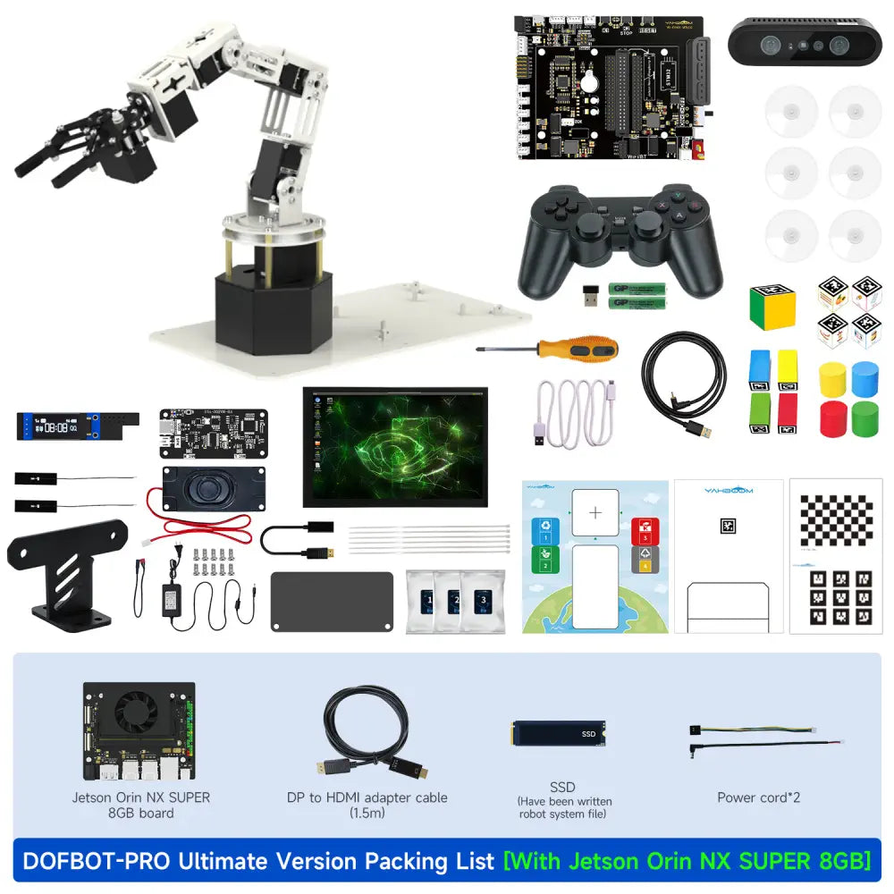 Yahboom DOFBOT Pro AI Large Model 3D Depth Vision Robotic Arm-Ultimate Version with Jetson Orin NX SUPER 8GB SUB Board