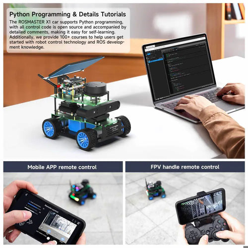Yahboom ROSMASTER X1 AI Robot RaspberryPi 5 Python Programmable Visual Recognition Mapping Navigation Radar Tracking(Superior Ver No RPi 5 Board)