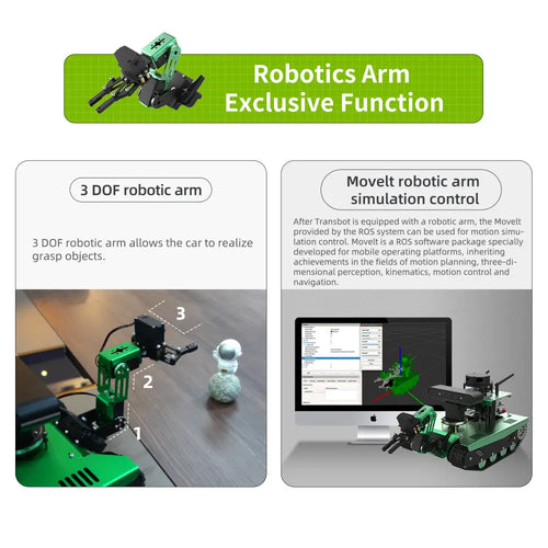 Yahboom Transbot ROS AI Robot for Jetson NANO 4GB with High Definition Camera and 3-DOF Robotic Arm(With Jetson Nano Board)