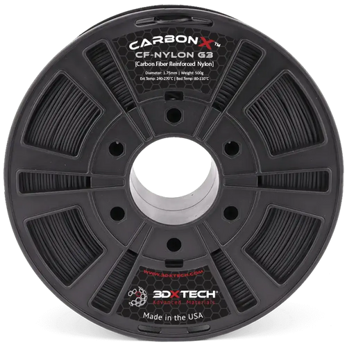 3DXTech CarbonX PA6+CF Gen 3 Nylon Filament, 1.75mm, Black, 0.5 kg