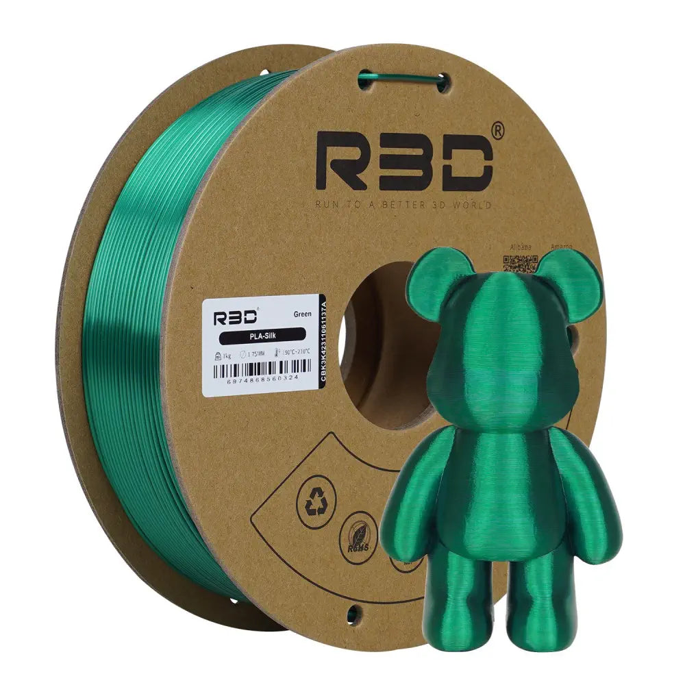 Green R3D Silk PLA Filament 1.75mm 1kg
