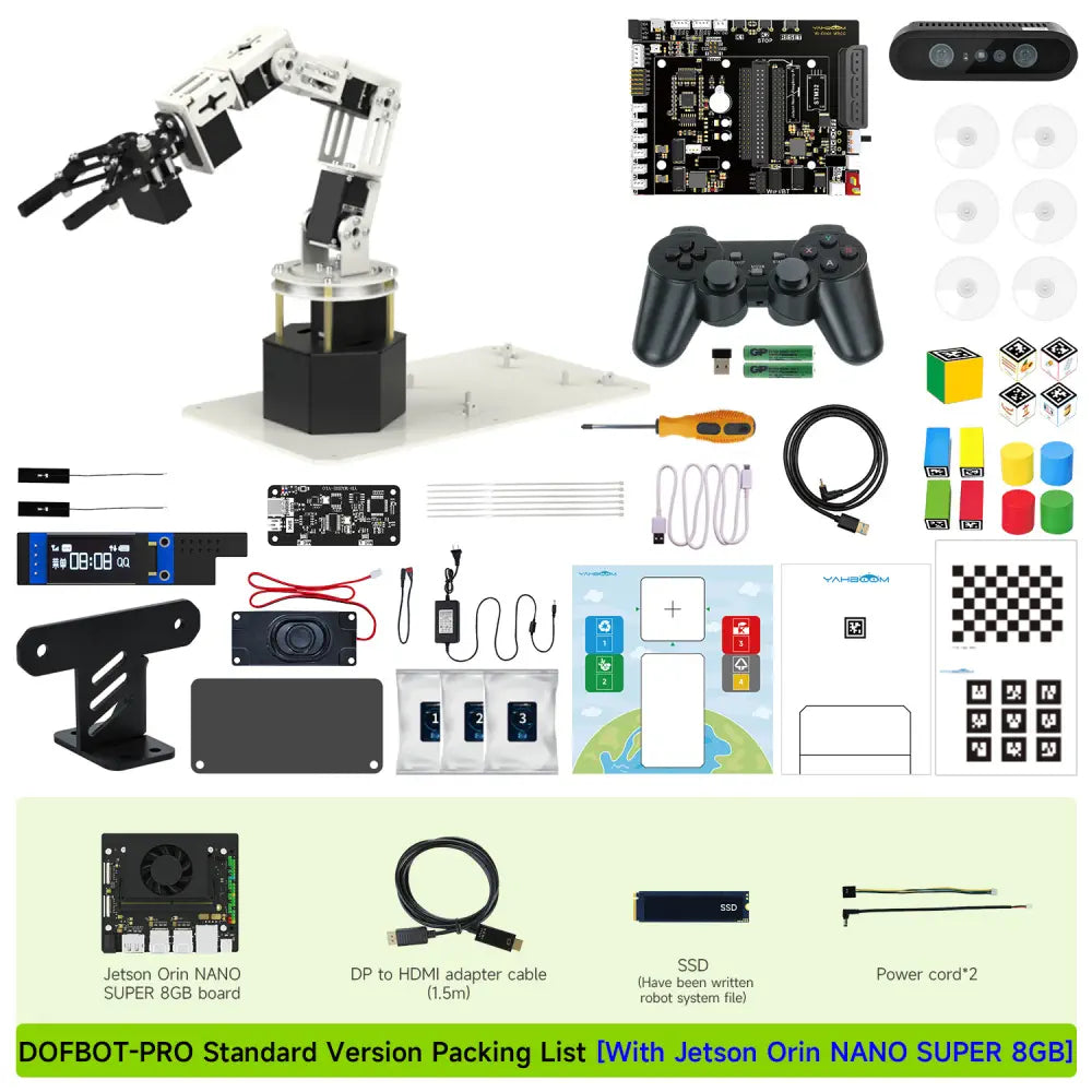 Yahboom DOFBOT Pro AI Large Model 3D Depth Vision Robotic Arm-Standard Version with Jetson Orin NANO SUPER 8GB SUB Board