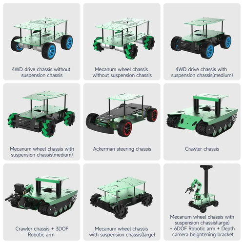 Yahboom Aluminum Alloy ROS Robot Car Chassis--Pendulous Mecanum wheel chassis+6DOF Robotic Arm(Not include depth camera)