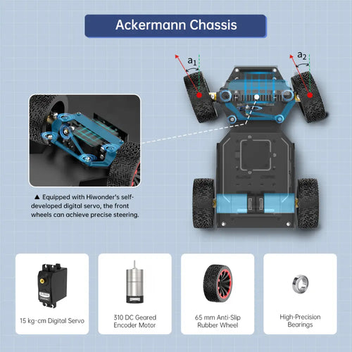 Hiwonder Raspberry Pi 5 Robot Car MentorPi A1 Ackermann Chassis ROS2 Support SLAM and Autonomous Driving (Monocular Camera without Raspberry Pi 5)