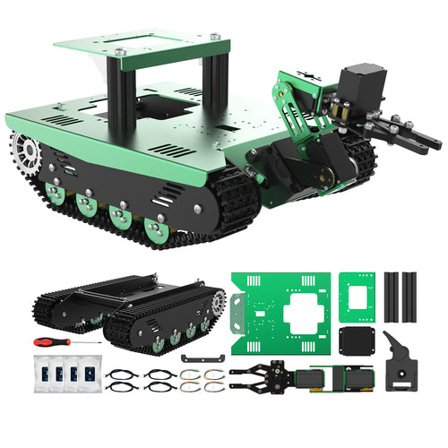 Yahboom Aluminum Alloy ROS Robot Car Chassis--Crawler Chassis+3DOF Robotic arm