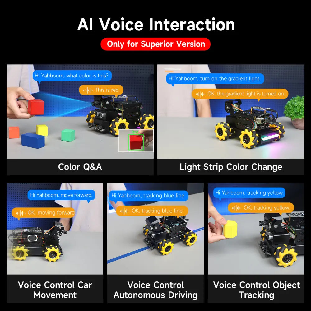 Yahboom AI Vision Robot Raspberry Pi 5 Car Support Python Progamming Open Source-Superior Version((RPi5 8GB Board))