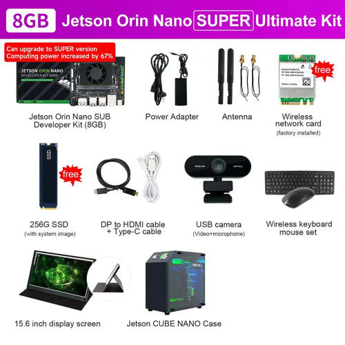 Jetson Orin NANO SUPER Developer Kit SUB with 8GB RAM Based On NVIDIA Core Module for AI Deep Learning(Ultimate Kit)