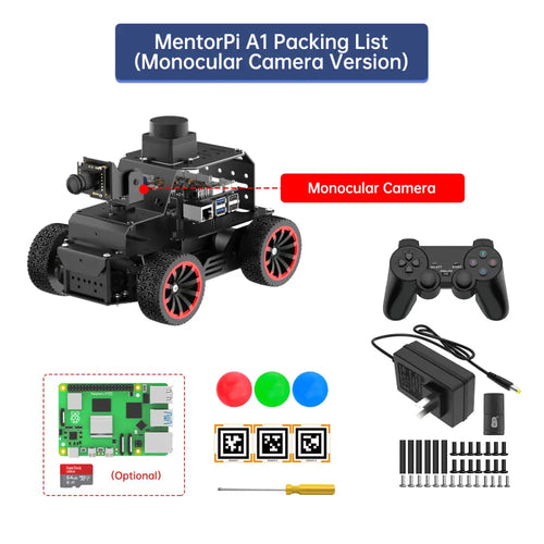 Hiwonder Raspberry Pi 5 Robot Car MentorPi A1 Ackermann Chassis ROS2 Support SLAM and Autonomous Driving (Monocular Camera without Raspberry Pi 5)
