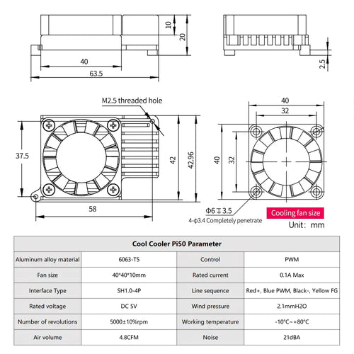 Yahboom self-design Active Cooler for Raspberry Pi 5(Better heat dissipation than official radiators)