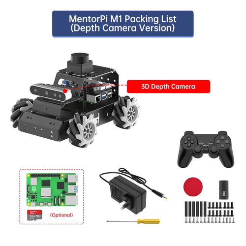 Hiwonder MentorPi M1 Raspberry Pi Robot Car – Mecanum wheel ROS2 Robot, with Large AI Model ChatGPT, SLAM and AI Vision and Voice Interaction (Standard Kit with Raspberry Pi 5 4GB)