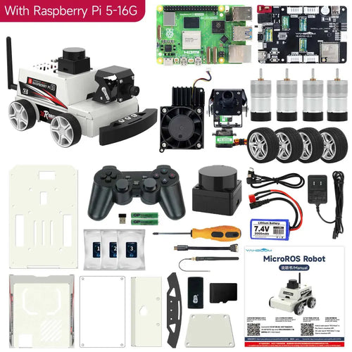 Yahboom Raspberry Pi 5 AI Visual ROS2 Robot Car Kit 2DOF Lidar Stem Education Project For Teen Engineers Students (With Raspberry Pi5-16GB)