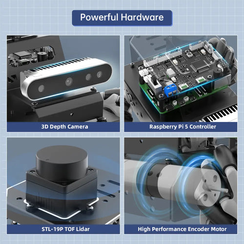 Hiwonder MentorPi M1 Raspberry Pi Robot Car – Mecanum wheel ROS2 Robot, with Large AI Model ChatGPT, SLAM and AI Vision and Voice Interaction (Advaned Kit with Raspberry Pi 5 4GB)