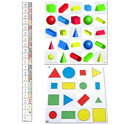 TTS Math &amp; Geometry Bee Bot &amp; Blue Bot Mat Bundle w/ 1 Number Line Mat, 1 Shapes, Colour &amp; Size Mat &amp; 3D Shapes Mat