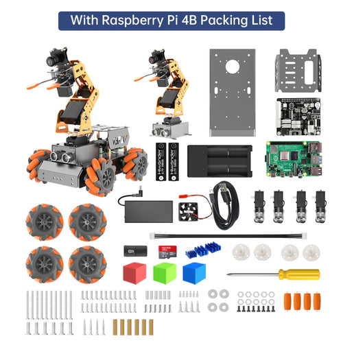 Hiwonder MasterPi AI Vision Robot Arm with Mecanum Wheels Car Powered by Raspberry Pi Open Source Robot Car (Raspberry Pi 4B 8GB Included)