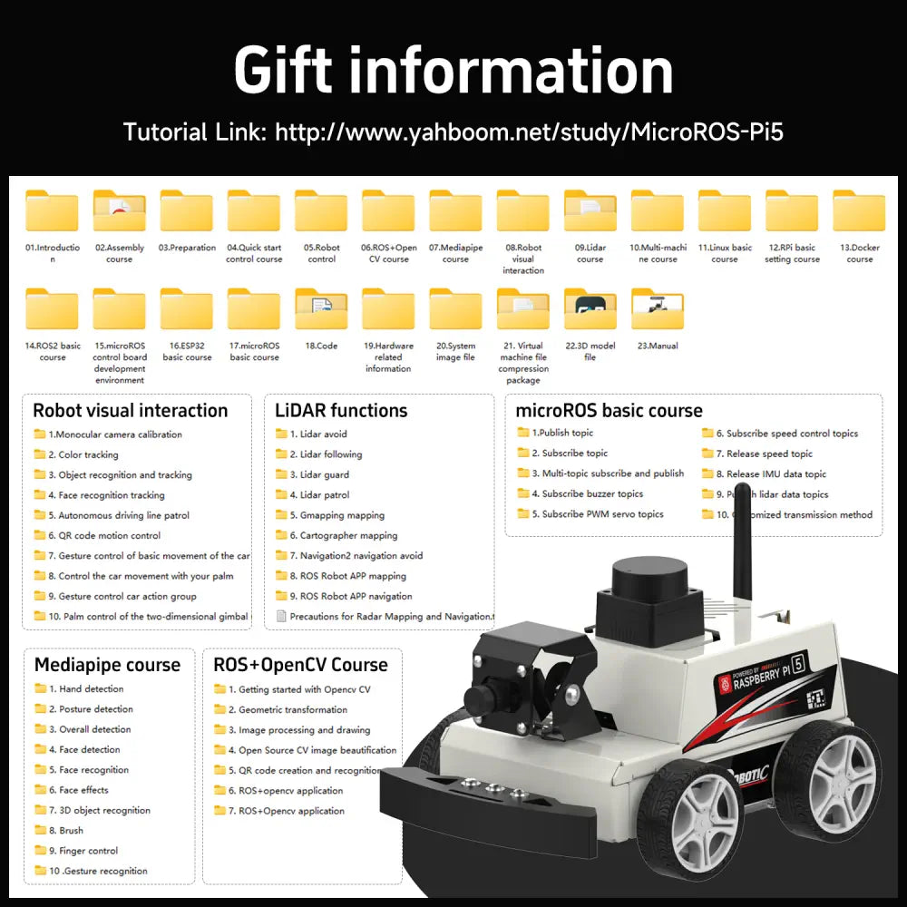 Raspberry Pi 5 ROS2 Robot Car(ROS2-HUMBLE + Python3)