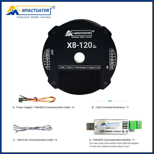 myactuator Brushless DC motor RMD-X8-120 EtherCAT Large torque 120N.M robot joint module large hollow planetary reduction torque