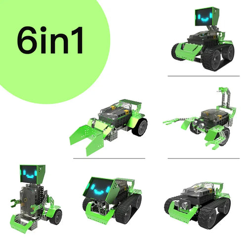 Robobloq Qoopers 6 in 1 Programming Robot Building Kit with Remote Control, LED Martrix, Ultrasonic Sensor for Scratch Arduino Python Learning, Coding Toy for Kids