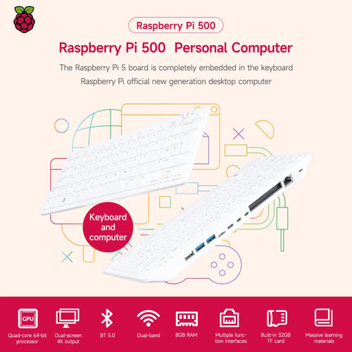 Raspberry Pi 500 Single-board Computer(US Version)