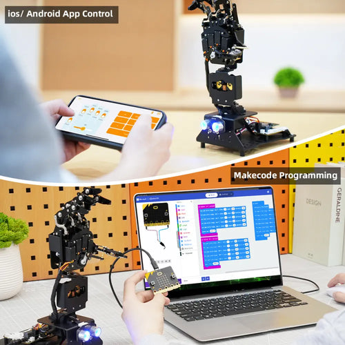 Open-Source Robotic Hand AiHand Powered by micro:bit V2 Programming Educational Robot, Support WonderCam AI Vision Module (With micro:bit V2.0)