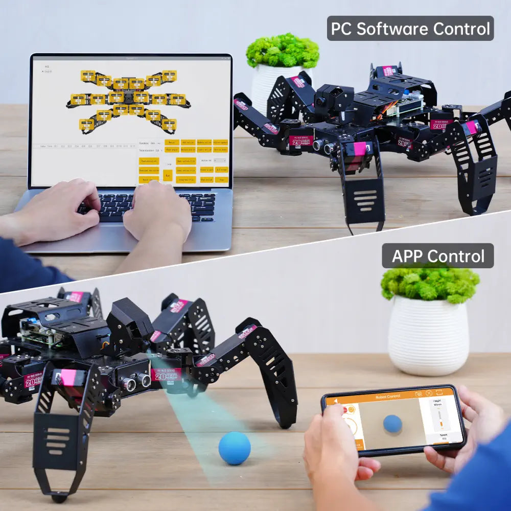 Hiwonder SpiderPi AI Intelligent Visual Hexapod Robot Powered by Raspberry Pi 5 (Advanced Kit with Raspberry Pi 5 4GB)