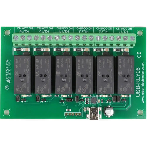 Devantech 6 x 16A USB Relay Board USB-RLY06