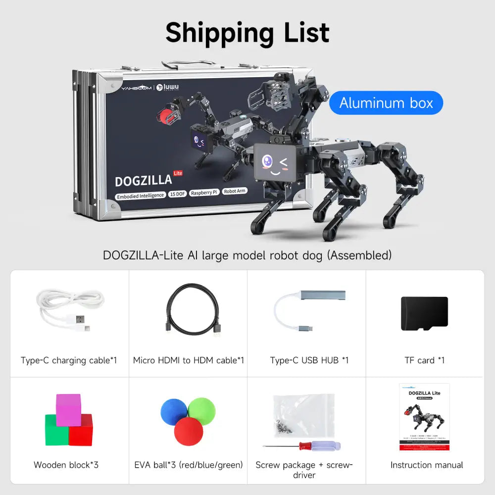 Yahboom DOGZILLA-Lite 15DOF AI Large Model Bionic Robot Dog Powered by Raspberry Pi CM5 Module