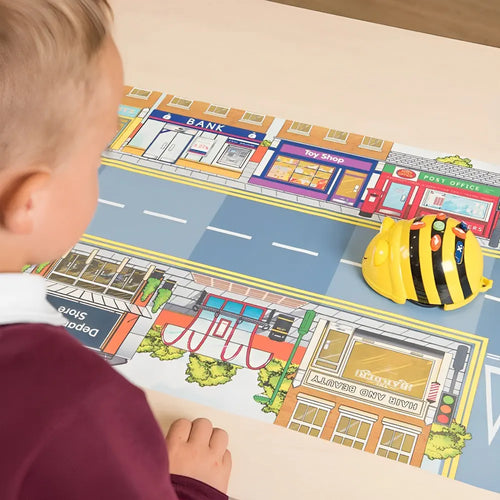 TTS Bee-Bot Science Bundle Programmable Robot with 2 Activity Mats and Flex-View Digital USB Microscope - STEM Learning Coding Robotics for Kids Age 3+