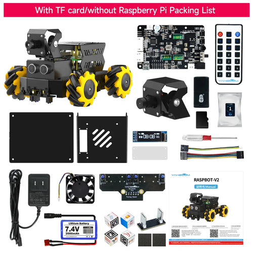 Yahboom AI Vision Robot Raspberry Pi 5 Car with 2DOF HD Camera Support Python Progamming Open Source DIY Robot Kit for 16+ Teens(Without RPi Board)