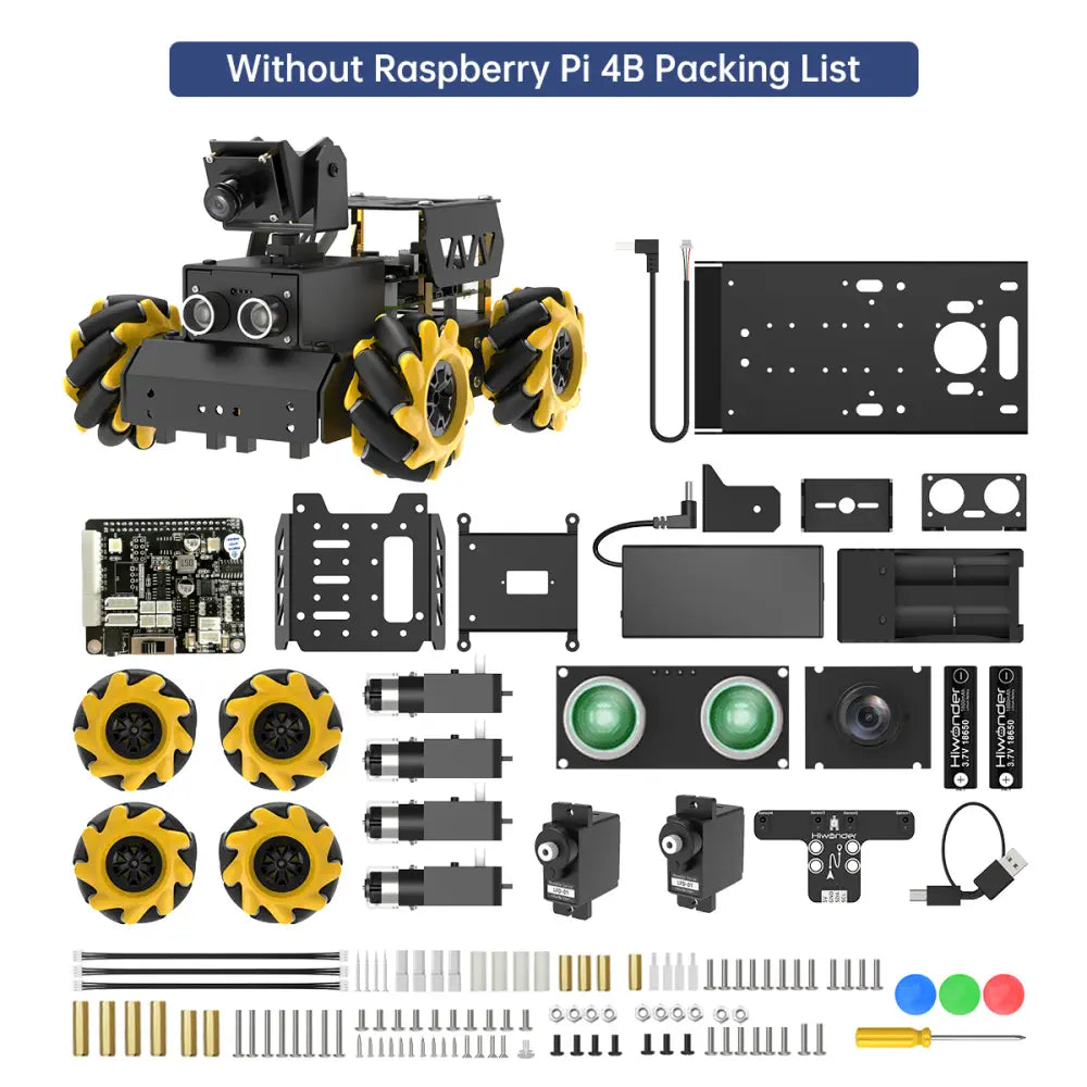 Hiwonder TurboPi Raspberry Pi Omnidirectional Mecanum Wheels Robot Car Kit with Camera Open Source Python for Beginners (Standard Kit without Raspberry Pi 4B)