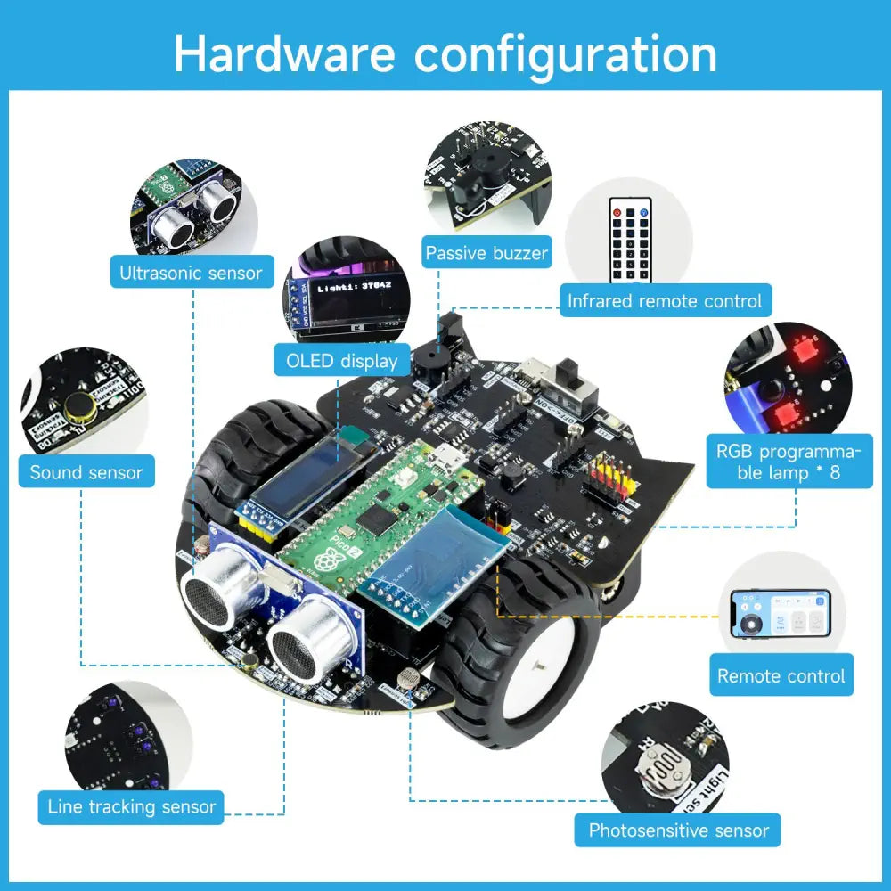 Yahboom Robot Car Kit for Raspberry Pico2 Board w/ Micropython App ...