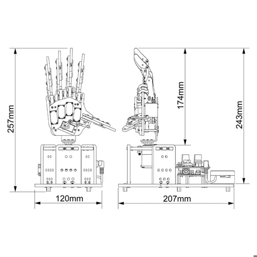 uHand UNO Open Source AI Bionic Robot Hand Support Somatosensory Control, Arduino Programming (Standard Kit - Left Hand)