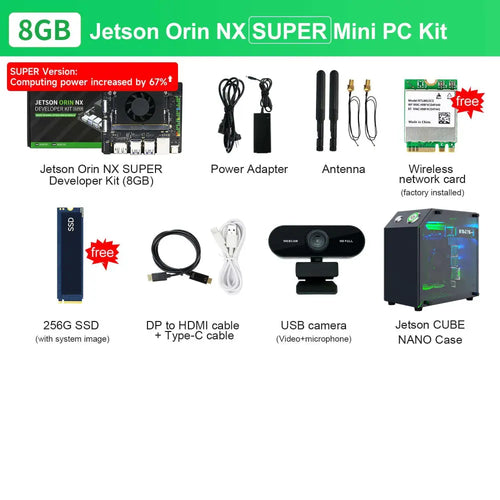 Jetson Orin NX Developer Kit 8GB RAM Super Version with NVIDIA Core Module for ROS AI Deep Learning--Mini PC Kit