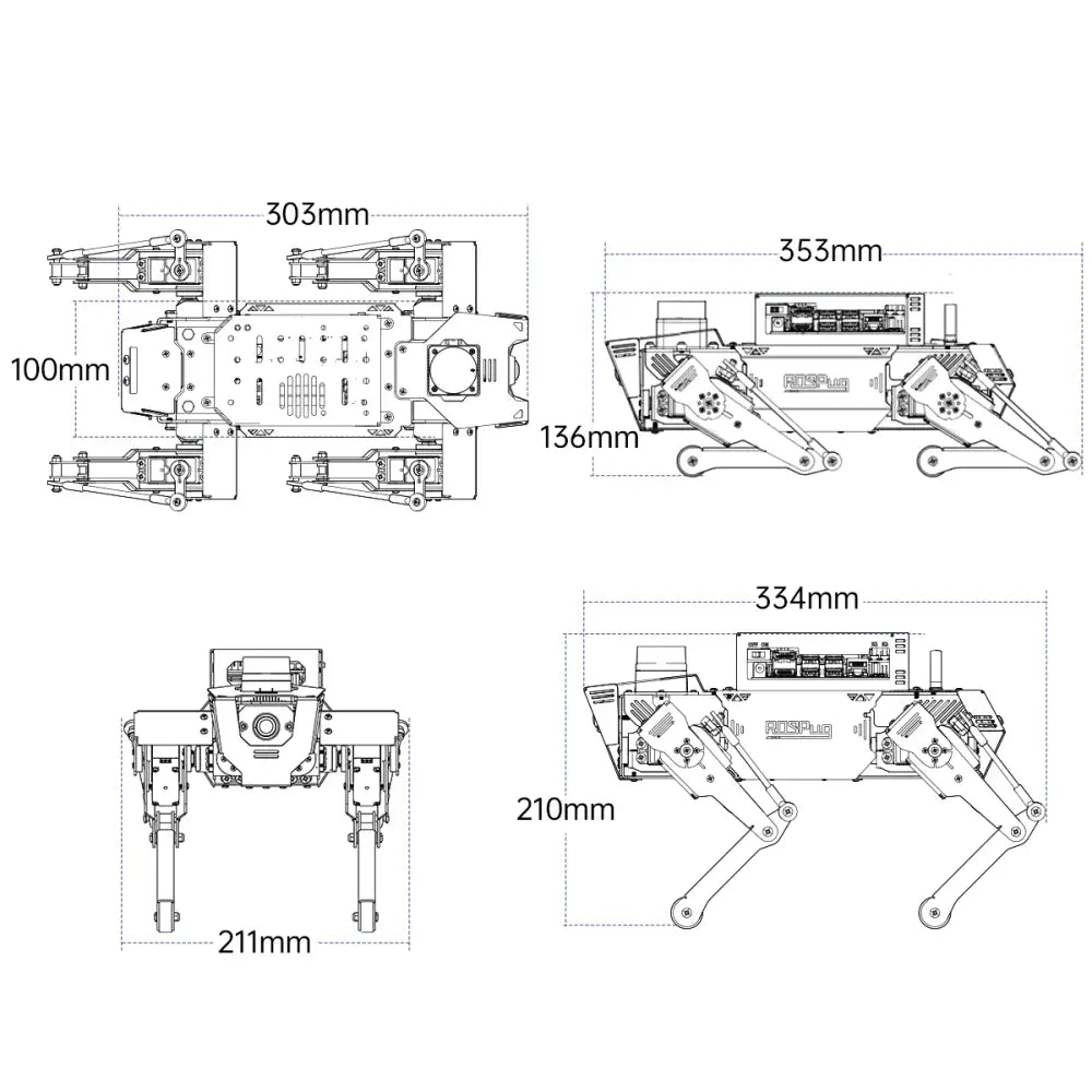ROSPug Quadruped Bionic Robot Dog Powered by Jetson Nano ROS Open Source Python Programming