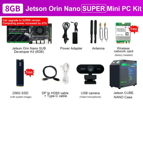 Jetson Orin NANO SUPER Developer Kit SUB with 8GB RAM Based On NVIDIA Core Module for AI Deep Learning(Mini PC Kit)