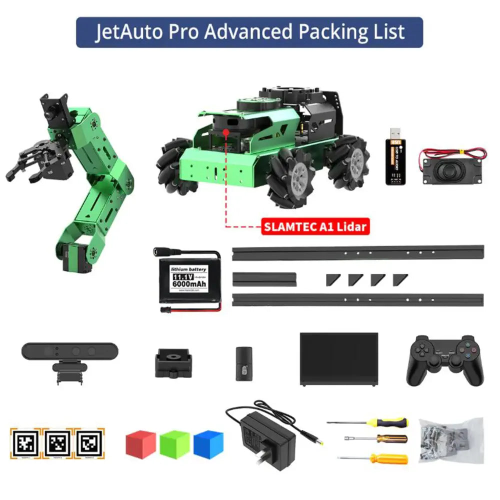 JetAuto Pro ROS1 ROS2 Robot Car with Vision Robotic Arm Powered by Jetson Nano Support SLAM Mapping/ Navigation/ Python (Advanced Kit with Jetson Nano 4GB)