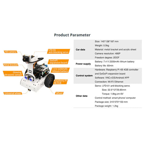 Hiwonder Gogopi Intelligent Vision Robot Car (Without Raspberry Pi)