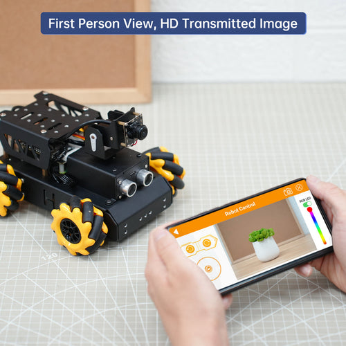 Hiwonder TurboPi Raspberry Pi Omnidirectional Mecanum Wheels Robot Car Kit with Camera Open Source Python for Beginners (Raspberry Pi 4B 8GB included)
