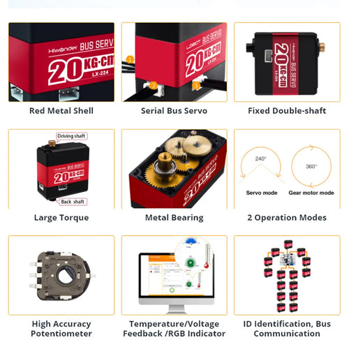 Hiwonder LX 224 Serial Bus Servo w/ Three Connectors &amp; 20KG Large Torque